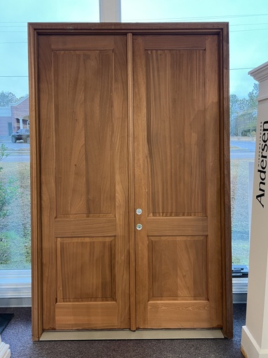 [R] 5490 Custom 9' Height Mahogany Double Door Right Hand Inswing; 4-9/16" Jamb Depth; This is a RESALE item that is sold AS-IS with no warranty.